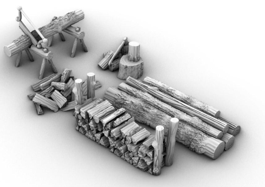 Wood Chopping Work Site by GameScape3D - 3D Printed Tabletop Terrain, Perfect for Wargames, Board Games, RPGs