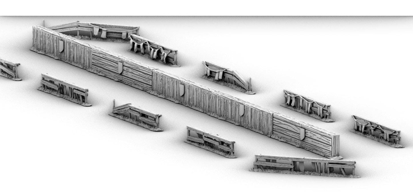Jousting Tilt Wall and Border wall by GameScape3D - 3D Printed Tabletop Terrain, Perfect for Wargames, Board Games, RPGs