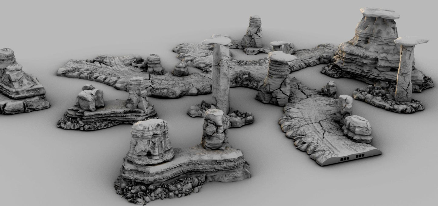 Badland Road Set - 3D Printed Tabletop Terrain, Perfect for Wargames, Board Games, Role Playing Games