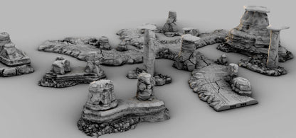 Badland Road Set - 3D Printed Tabletop Terrain, Perfect for Wargames, Board Games, Role Playing Games