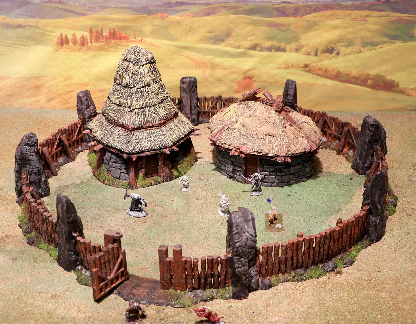Celtic Pallisade and Homestead by GameScape3D - 3D Printed Tabletop Terrain, Perfect for Wargames, Board Games, RPGs
