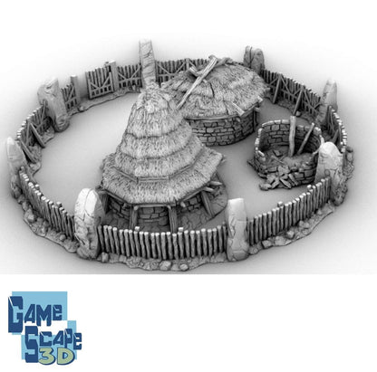 Celtic Pallisade and Homestead by GameScape3D - 3D Printed Tabletop Terrain, Perfect for Wargames, Board Games, RPGs