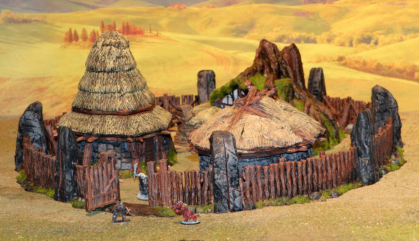 Celtic Pallisade and Homestead by GameScape3D - 3D Printed Tabletop Terrain, Perfect for Wargames, Board Games, RPGs