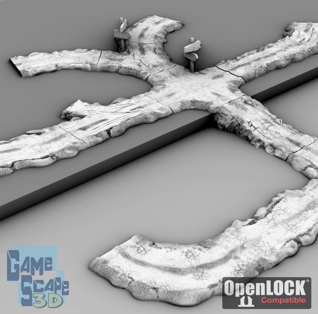 Simple Dirt Road - 3D Printed Tabletop Terrain, Perfect for Wargames, Board Games, Role Playing Games