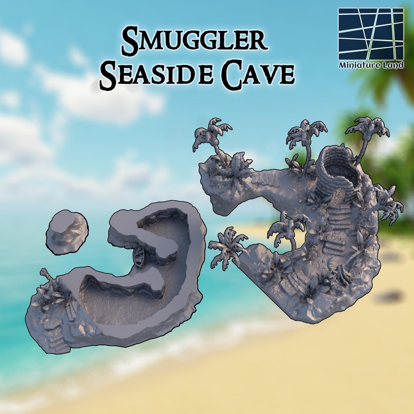 Smuggler Seaside Cave - Tabletop Terrain - 28 MM 3D Printed Terrain by MiniatureLand, Perfect for Wargaming and RPGs