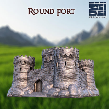 Round Fort - Tabletop Terrain - 28 MM, Tabletop 3D Printed Terrain by MiniatureLand, Perfect for Wargaming and RPGs