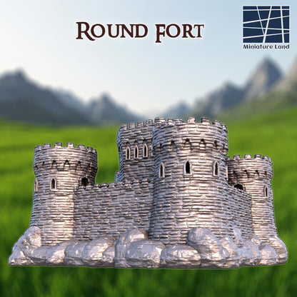 Round Fort - Tabletop Terrain - 28 MM, Tabletop 3D Printed Terrain by MiniatureLand, Perfect for Wargaming and RPGs