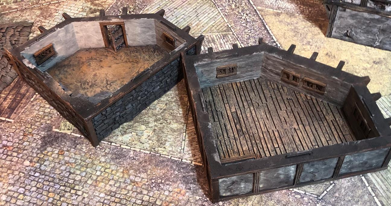 Corner Row House by GameScape3D - 3D Printed Tabletop Terrain, Perfect for Wargames, Board Games, Role Playing Games