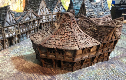 Corner Row House by GameScape3D - 3D Printed Tabletop Terrain, Perfect for Wargames, Board Games, Role Playing Games