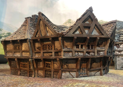 Corner Row House by GameScape3D - 3D Printed Tabletop Terrain, Perfect for Wargames, Board Games, Role Playing Games