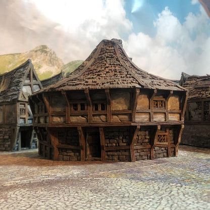 Corner Row House by GameScape3D - 3D Printed Tabletop Terrain, Perfect for Wargames, Board Games, Role Playing Games