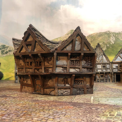 Corner Row House by GameScape3D - 3D Printed Tabletop Terrain, Perfect for Wargames, Board Games, Role Playing Games