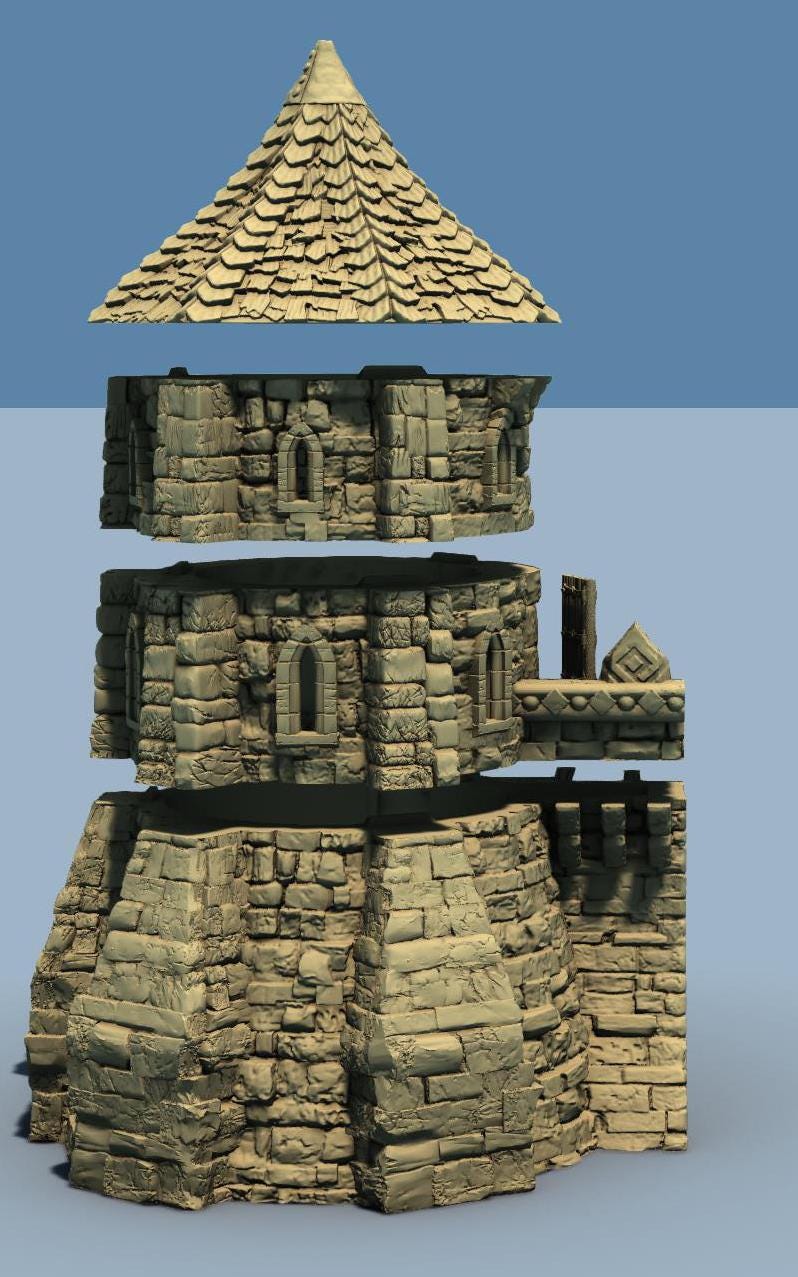 ARX RENOVATUR EXPANSION: Wall fortifications and Towers by GameScape3D - 3D Printed Tabletop Terrain, Perfect for Wargames