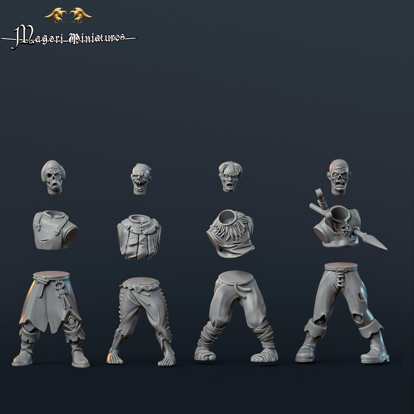 Undead Warband, Zombies and Dregs, Fantasy Skirmish Miniatures by Magori Miniatures, perfect for Fantasy Wargames and RPGs