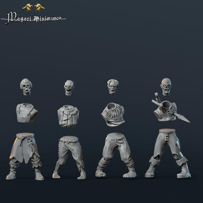 Undead Warband, Zombies and Dregs, Fantasy Skirmish Miniatures by Magori Miniatures, perfect for Fantasy Wargames and RPGs