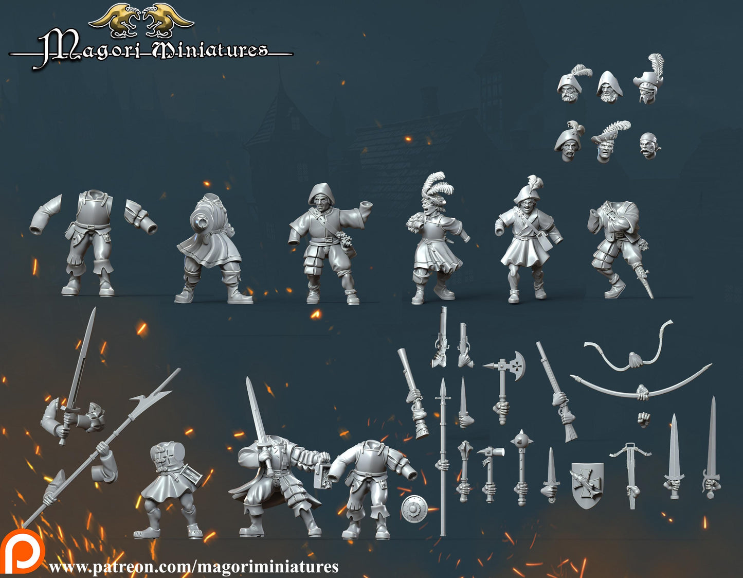 Marienburg Warband, Fantasy Skirmish Miniatures by Magori Miniatures, perfect for Fantasy Wargames and RPGs