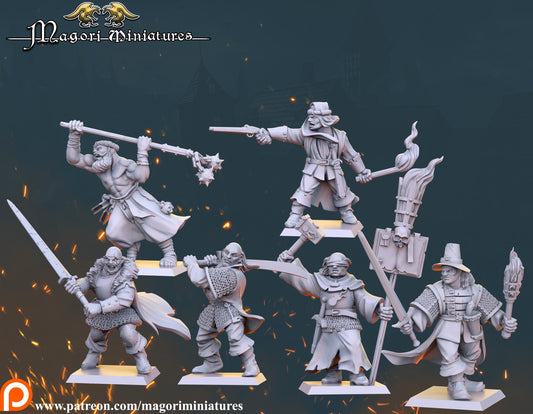 Witch Hunter Warband, Fantasy Skirmish Miniatures by Magori Miniatures, perfect for Fantasy Wargames and RPGs