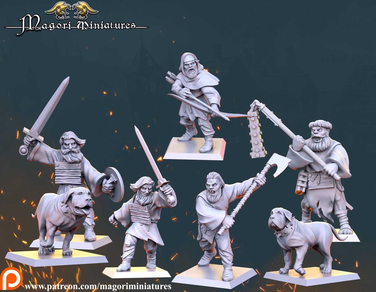 Witch Hunter Warband, Fantasy Skirmish Miniatures by Magori Miniatures, perfect for Fantasy Wargames and RPGs