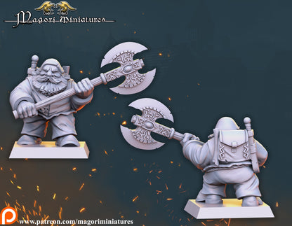 Dwarven Treasure Hunter Warband, Fantasy Skirmish Miniatures by Magori Miniatures, perfect for Fantasy Wargames and RPGs
