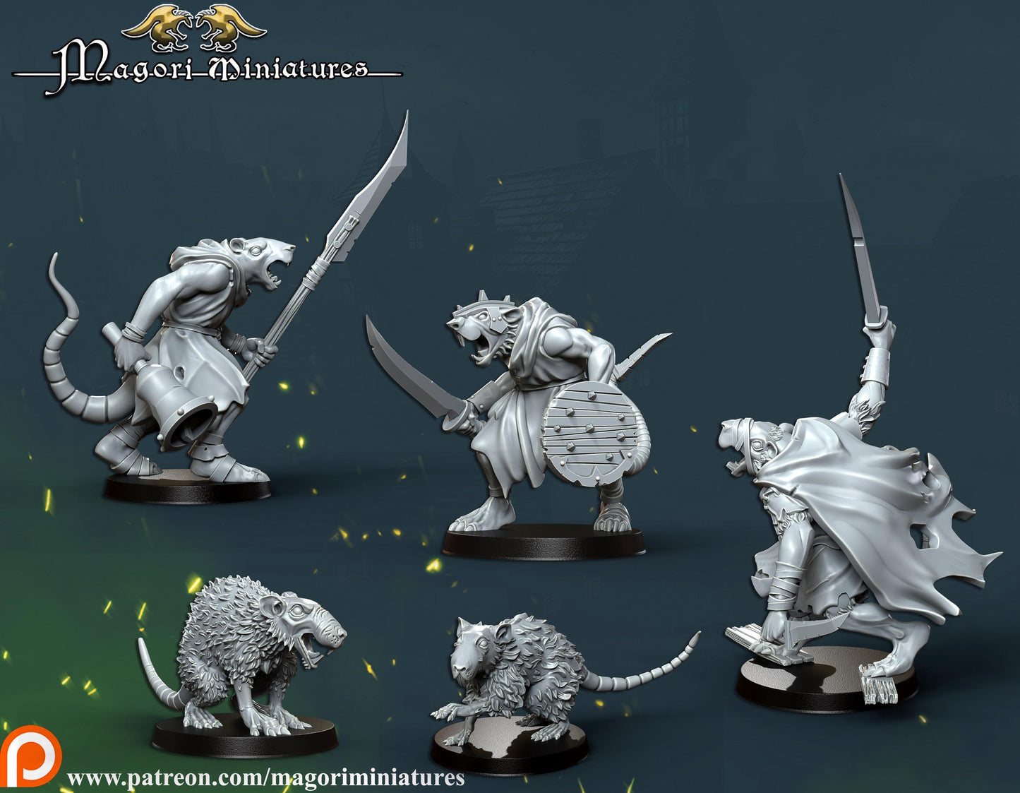 Ratfolk Warband , Fantasy Skirmish Miniatures by Magori Miniatures, perfect for Fantasy Wargames and RPGs