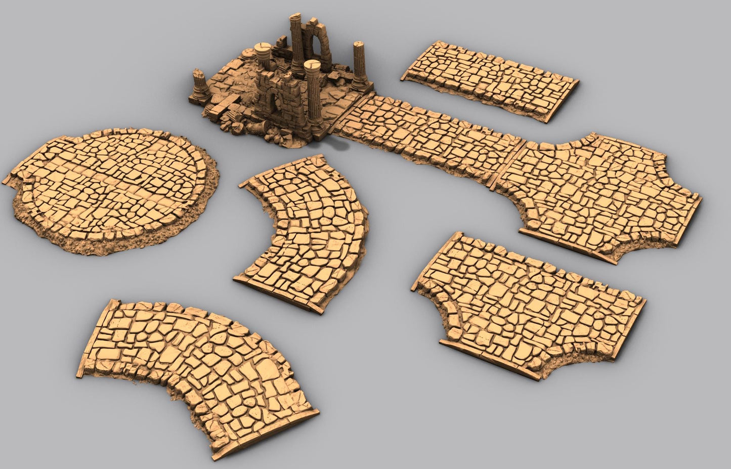 Queens Road - Paved Cobblestone Road - 3D Printed Tabletop Terrain, Perfect for Wargames, Board Games, Role Playing Games