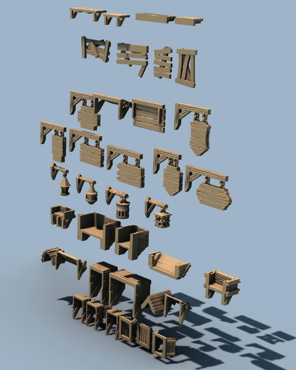 Timber Frame Row House Add-On Bits by GameScape3D - 3D Printed Tabletop Terrain, Perfect for Wargames, Board Games, RPGs