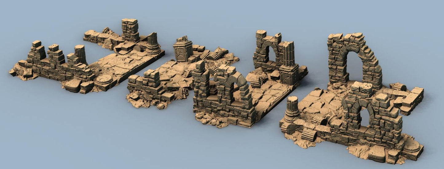 The Lost City: Streets with Ruins - 3D Printed Tabletop Terrain, Perfect for Wargames, Board Games, Role Playing Games