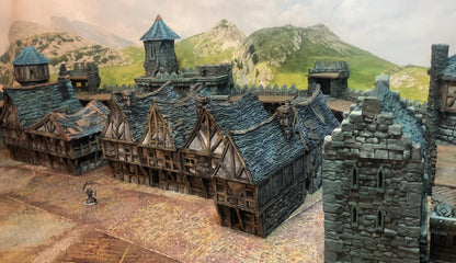 Modular Timber Frame Row Houses by GameScape3D - 3D Printed Tabletop Terrain, Perfect for Wargames, Board Games, Role Playing Games