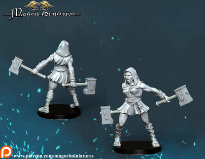 Sisters of the Hammergod Warband, Fantasy Skirmish Miniatures by Magori Miniatures, perfect for Fantasy Wargames and RPGs