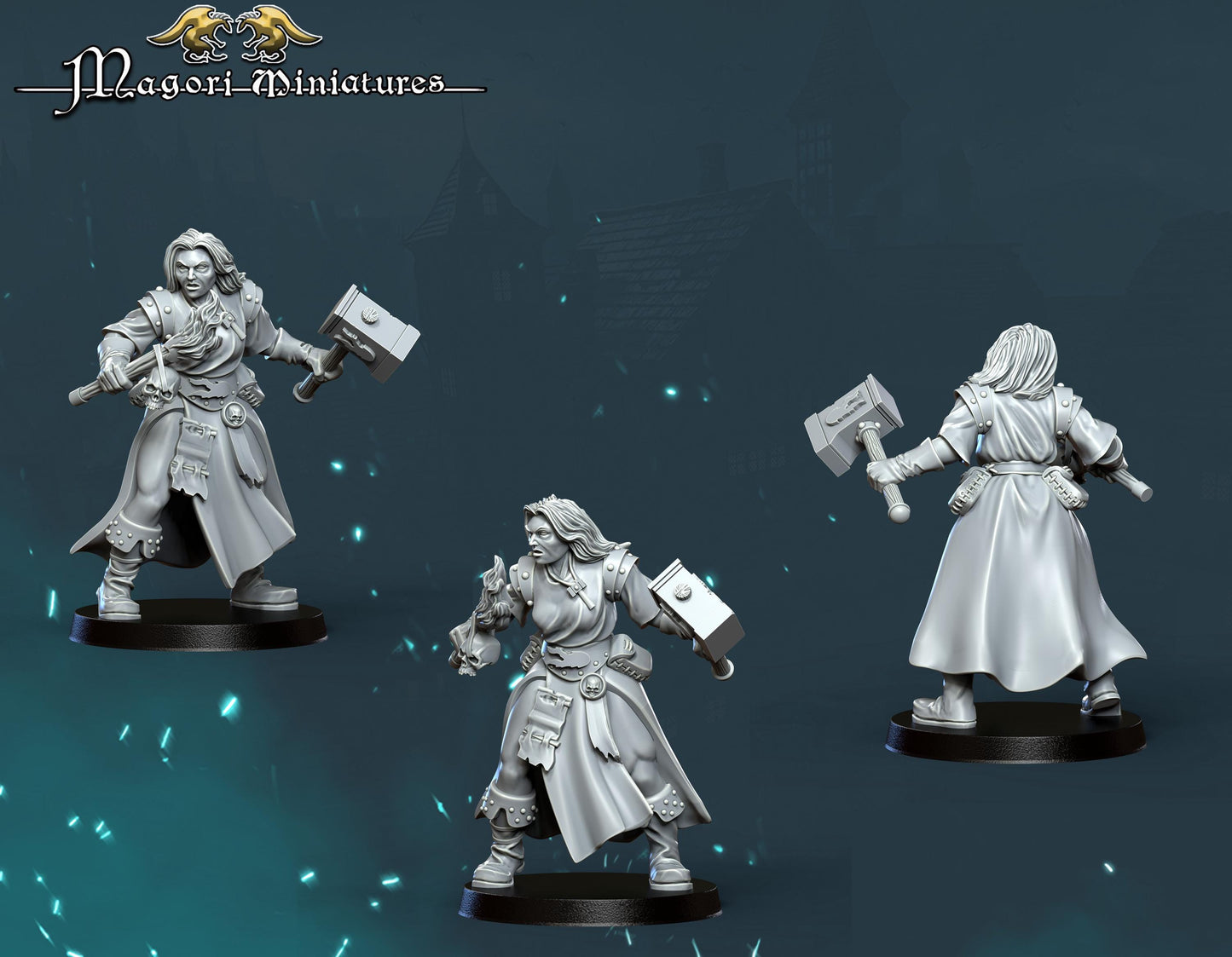 Sisters of the Hammergod Warband, Fantasy Skirmish Miniatures by Magori Miniatures, perfect for Fantasy Wargames and RPGs