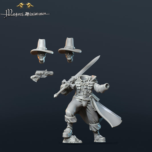 Grimdark Inquisitor Witch Hunter, Sci-Fi Skirmish Miniatures by Magori Miniatures, perfect for FSci-Fi Wargames and RPGs