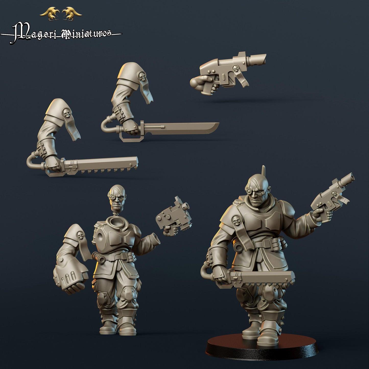 Grimdark Guard Veteran, Sci-Fi Skirmish Miniatures by Magori Miniatures, perfect for FSci-Fi Wargames and RPGs