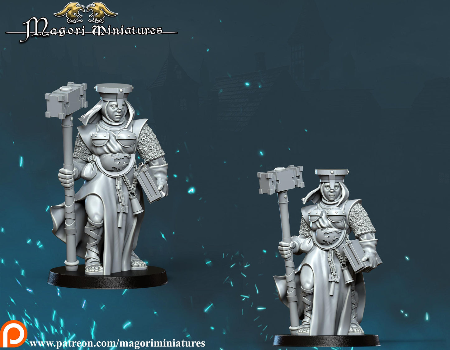 Matriarch of the Hammergod, Fantasy Skirmish Miniatures by Magori Miniatures, perfect for Fantasy Wargames and RPGs