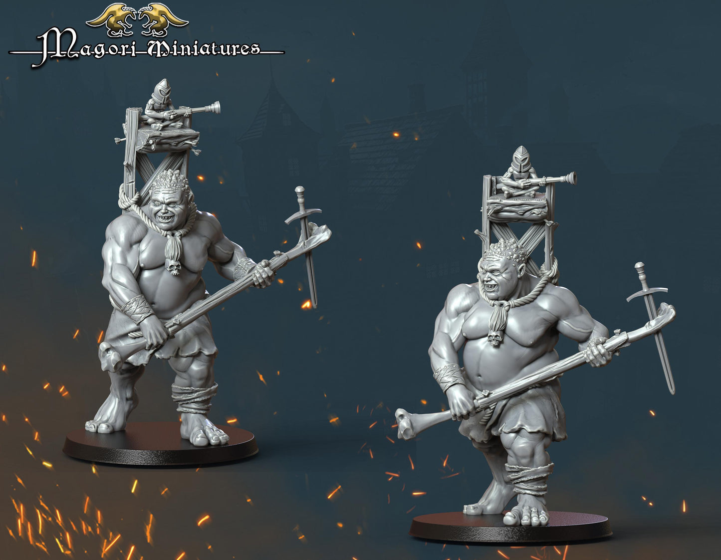 Grey Mouintain Ogre, Fantasy Skirmish Miniatures by Magori Miniatures, perfect for Fantasy Wargames and RPGs