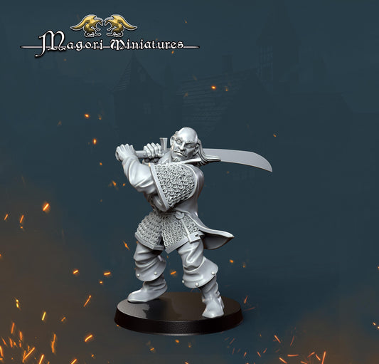 Witch Hunter Captain, Fantasy Skirmish Miniatures by Magori Miniatures, perfect for Fantasy Wargames and RPGs