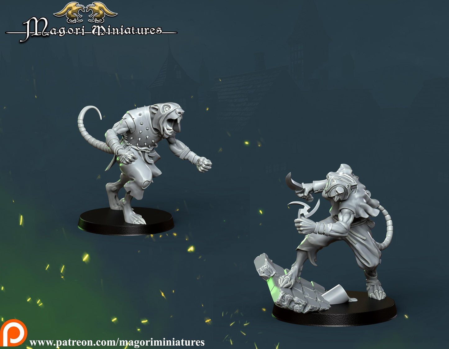 Ratfolk Runners, Fantasy Skirmish Miniatures by Magori Miniatures, perfect for Fantasy Wargames and RPGs
