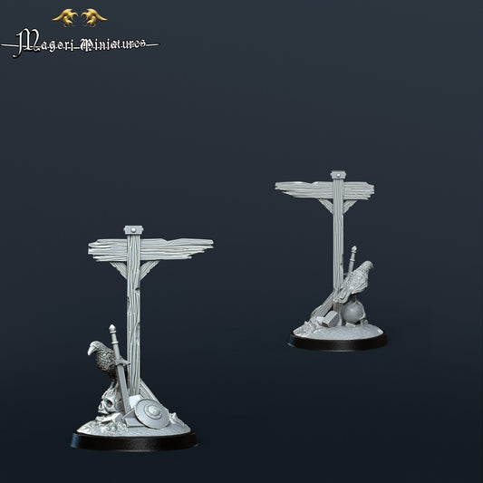 Grimdark Sign Post, Fantasy Skirmish Scatter Terrain by Magori Miniatures, perfect for Fantasy Wargames and RPGs
