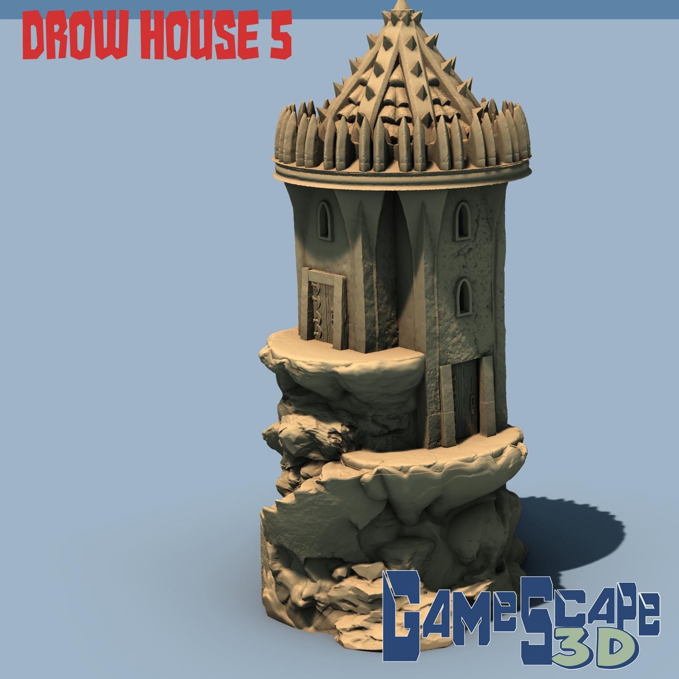 Drow Houses, Drow Town set by GameScape3D - 3D Printed Tabletop Terrain, Perfect for Wargames, Board Games, Role Playing Games