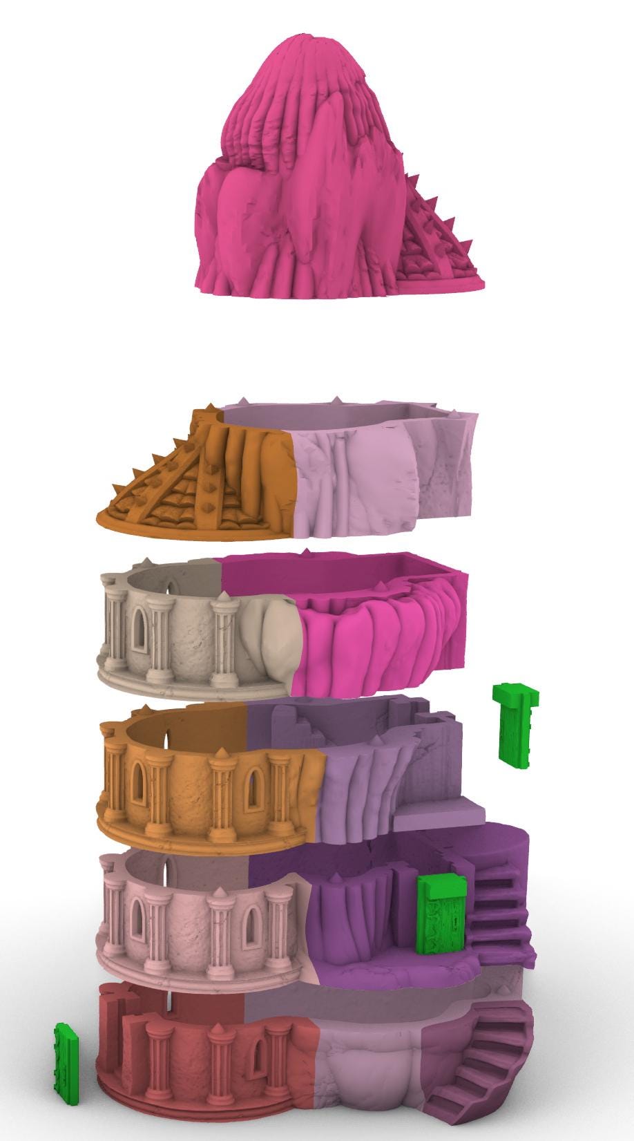 Drow Houses, Drow Town set by GameScape3D - 3D Printed Tabletop Terrain, Perfect for Wargames, Board Games, Role Playing Games