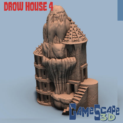Drow Houses, Drow Town set by GameScape3D - 3D Printed Tabletop Terrain, Perfect for Wargames, Board Games, Role Playing Games