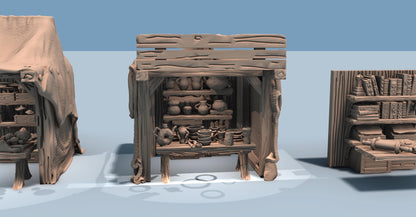 Merchant Tents and Insert Inventory by GameScape3D - 3D Printed Tabletop Terrain, Perfect for Wargames, Board Games, RPGs