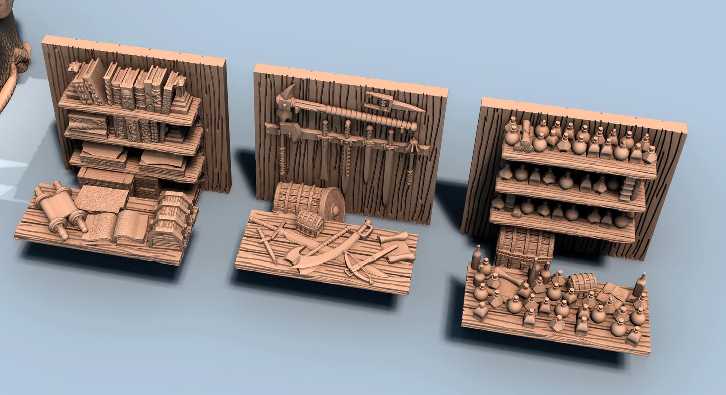 Merchant Tents and Insert Inventory by GameScape3D - 3D Printed Tabletop Terrain, Perfect for Wargames, Board Games, RPGs