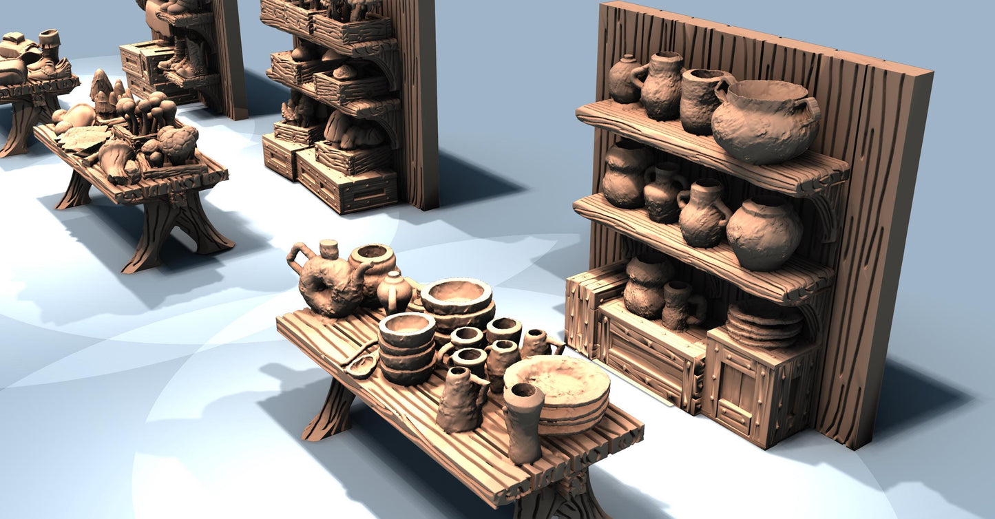 Merchant Tents and Insert Inventory by GameScape3D - 3D Printed Tabletop Terrain, Perfect for Wargames, Board Games, RPGs