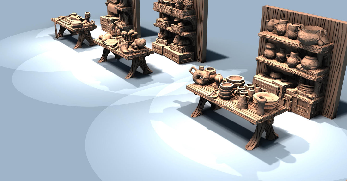 Merchant Tents and Insert Inventory by GameScape3D - 3D Printed Tabletop Terrain, Perfect for Wargames, Board Games, RPGs