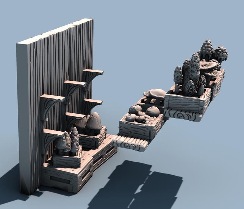 Merchant Tents and Insert Inventory by GameScape3D - 3D Printed Tabletop Terrain, Perfect for Wargames, Board Games, RPGs