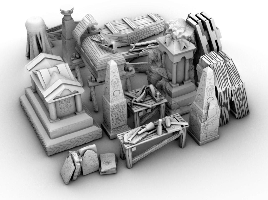 Grave and Coffin Maker Workshop by GameScape3D - 3D Printed Tabletop Terrain, Perfect for Wargames, Board Games, RPGs
