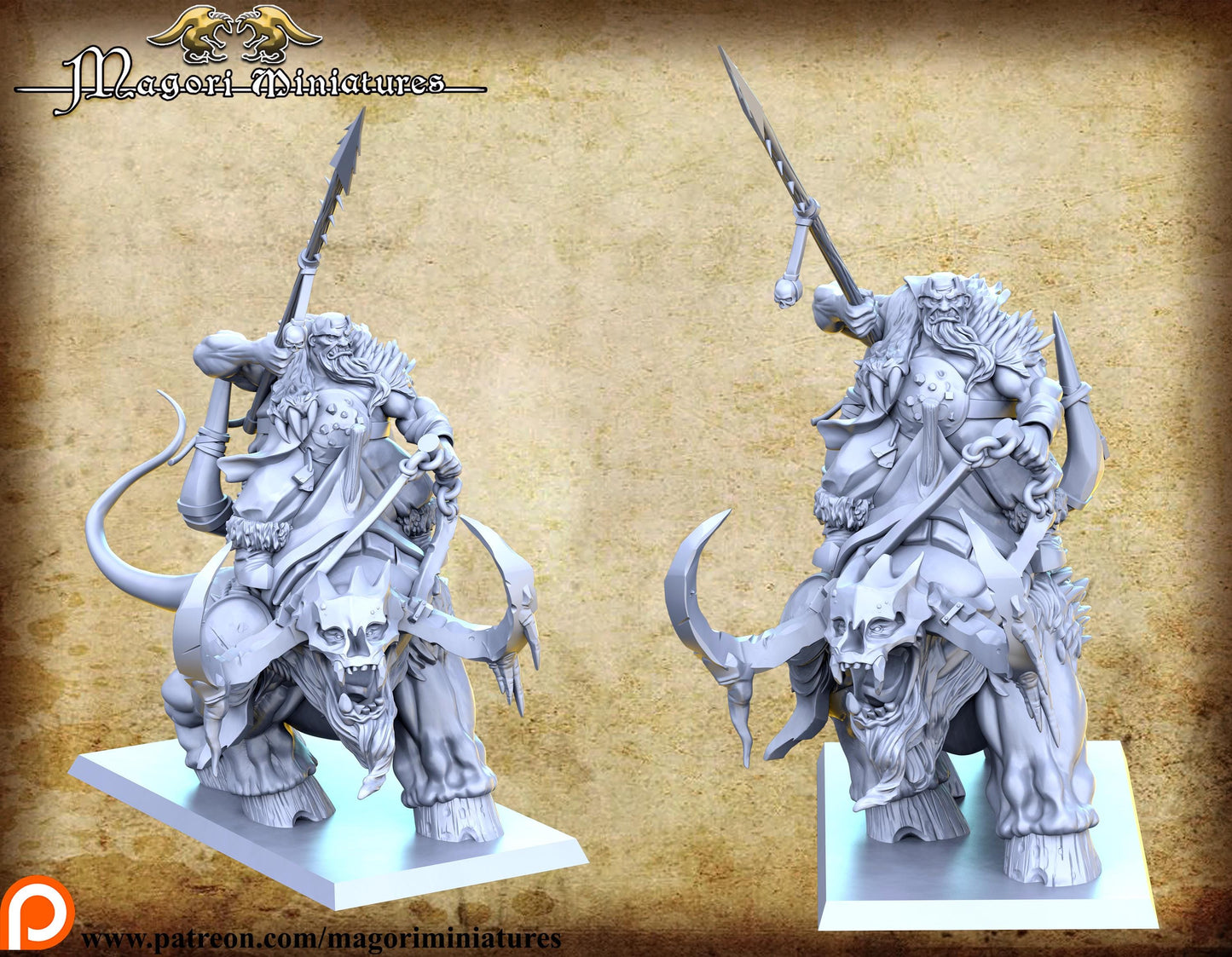 Stone Beast Ogre Rider, Fantasy Miniatures by Magori Miniatures, perfect for Fantasy Wargames and RPGs