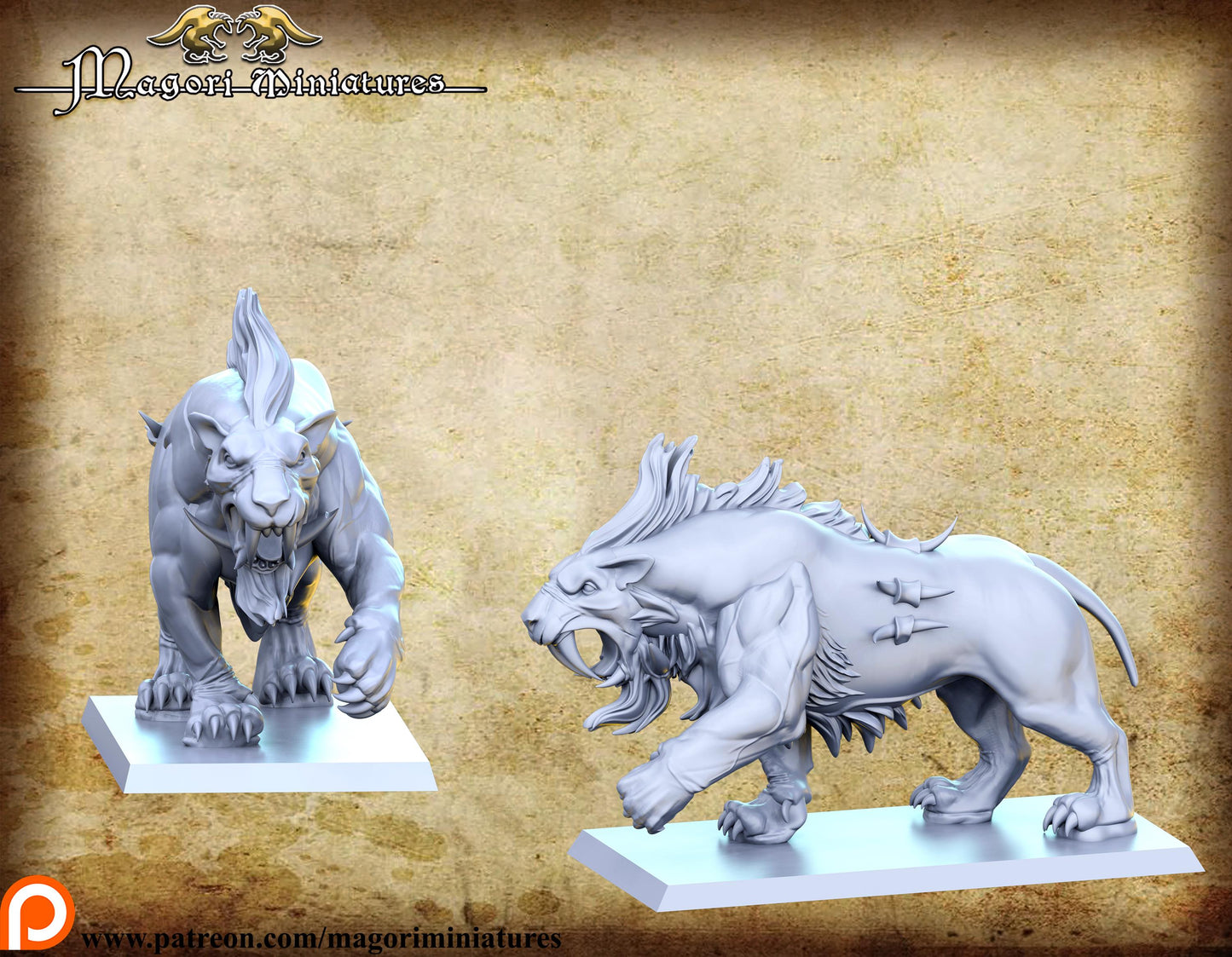 Ogre Hunter with Animal Companions, Fantasy Miniatures by Magori Miniatures, perfect for Fantasy Wargames and RPGs