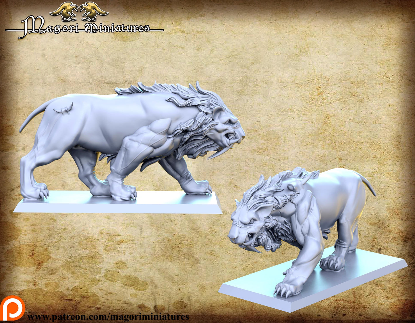 Ogre Hunter with Animal Companions, Fantasy Miniatures by Magori Miniatures, perfect for Fantasy Wargames and RPGs