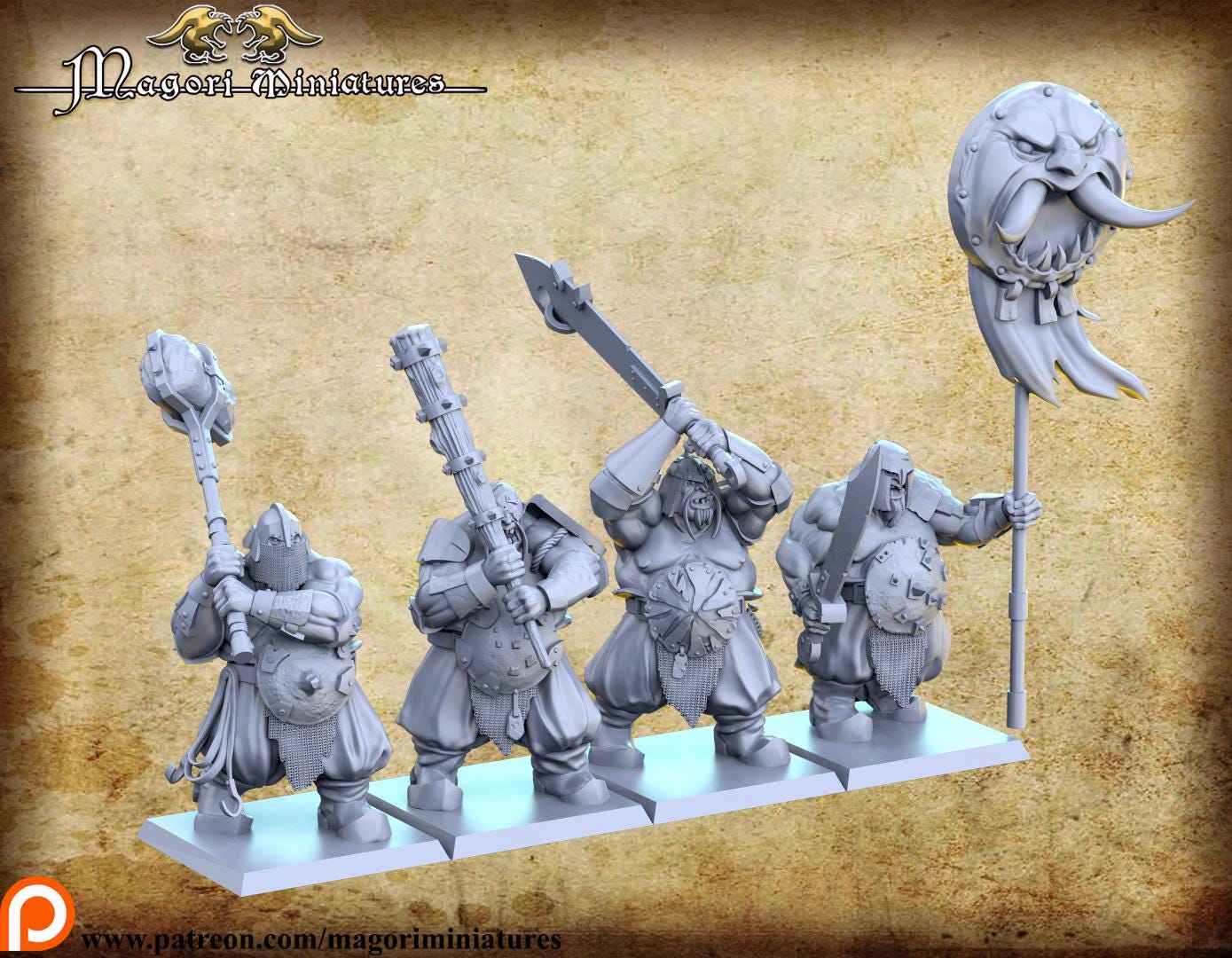 Ogre Heavies, Fantasy Miniatures by Magori Miniatures, perfect for Fantasy Wargames and RPGs
